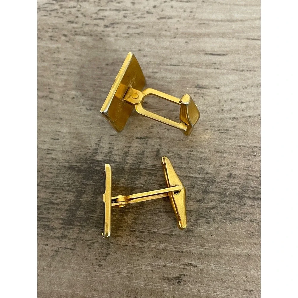 Vintage Cufflinks Don Quixote Damascene Gold Black Spanish Style Elegant Wedding